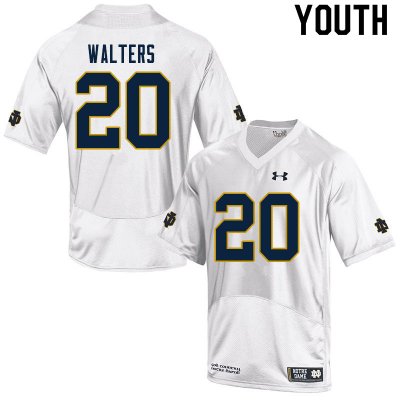 Notre Dame Fighting Irish Youth Justin Walters #20 White Under Armour Authentic Stitched College NCAA Football Jersey ZXE0299DB